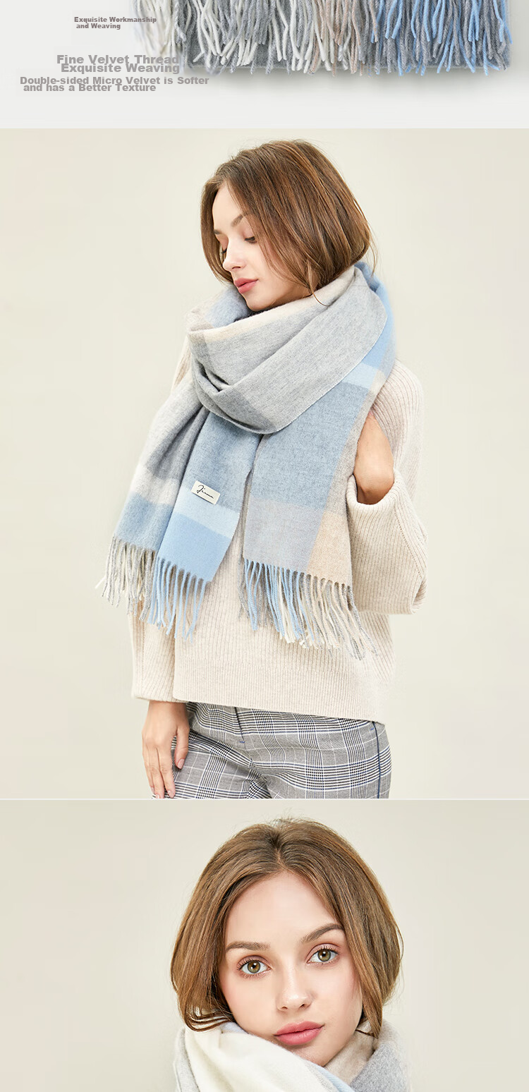 JIUMU Pure Wool Scarf for Women, Autumn And Winter Neck Warmer, Ladies' Warm Shawl, Gift for Women on National Day Or Birthday, Gift Box Packaging 12