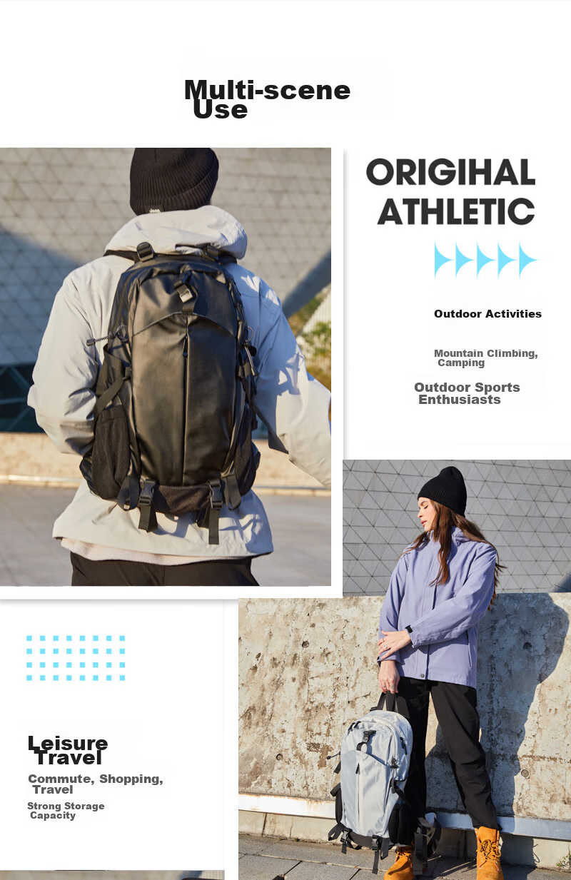 WEWOO Outdoor Hiking Backpack, Lightweight Rucksack, Professional New Model, Large Capacity, Travel Sports Waterproof Nylon, White 20