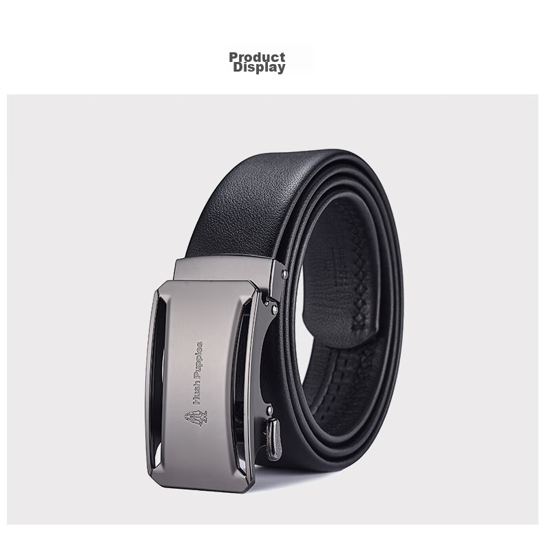Hush Puppies Men's Leather Belt, Classic Automatic Buckle Waistband, Urban Trendy Casual Business Party Birthday Gift for Boyfriend 6