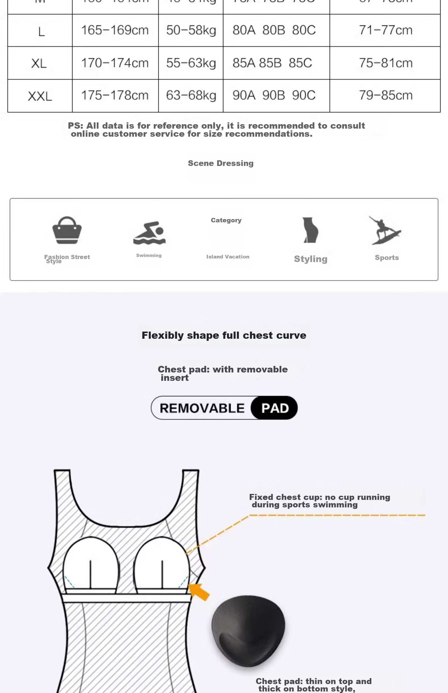 BALNEAIRE [Gike Linyi Same Style] Fashion Series One-Piece Swimsuit, Slimming Pads, Sun Protection, Women's Hot Spring Swimwear, 61282 M 8