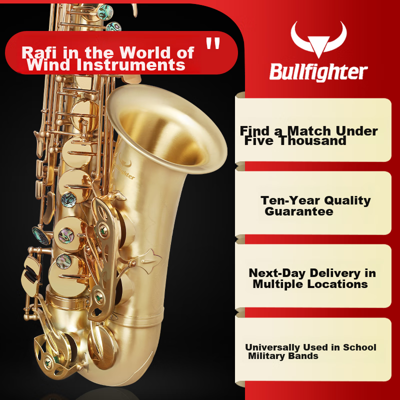 Bullfighter Saxes Instrument, Bass E-Flat Tuning, Double Reed Band, Professional Performance, Grading Exam, Universal Use