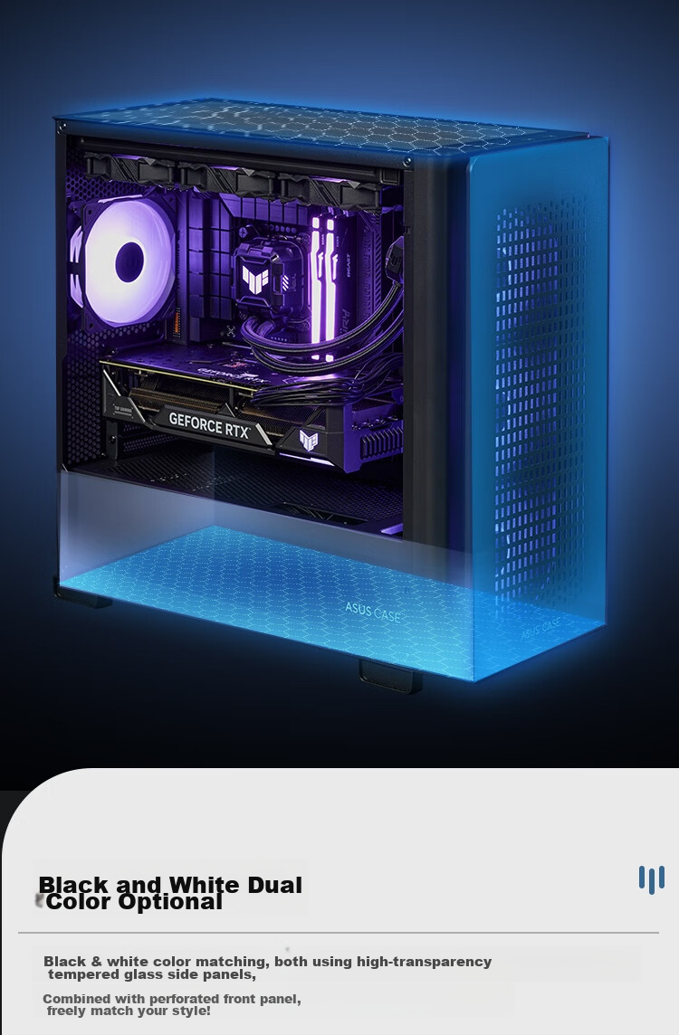 ASUS A23 Dongjianbai Case, Front Mesh Panel/M-ATX/Supports Back-Mounted Motherboard/360mm Water Cooling/3-Sided Dust Protection/Side Transparent Tempered Glass/High-Efficiency Heat Dissipatio 6