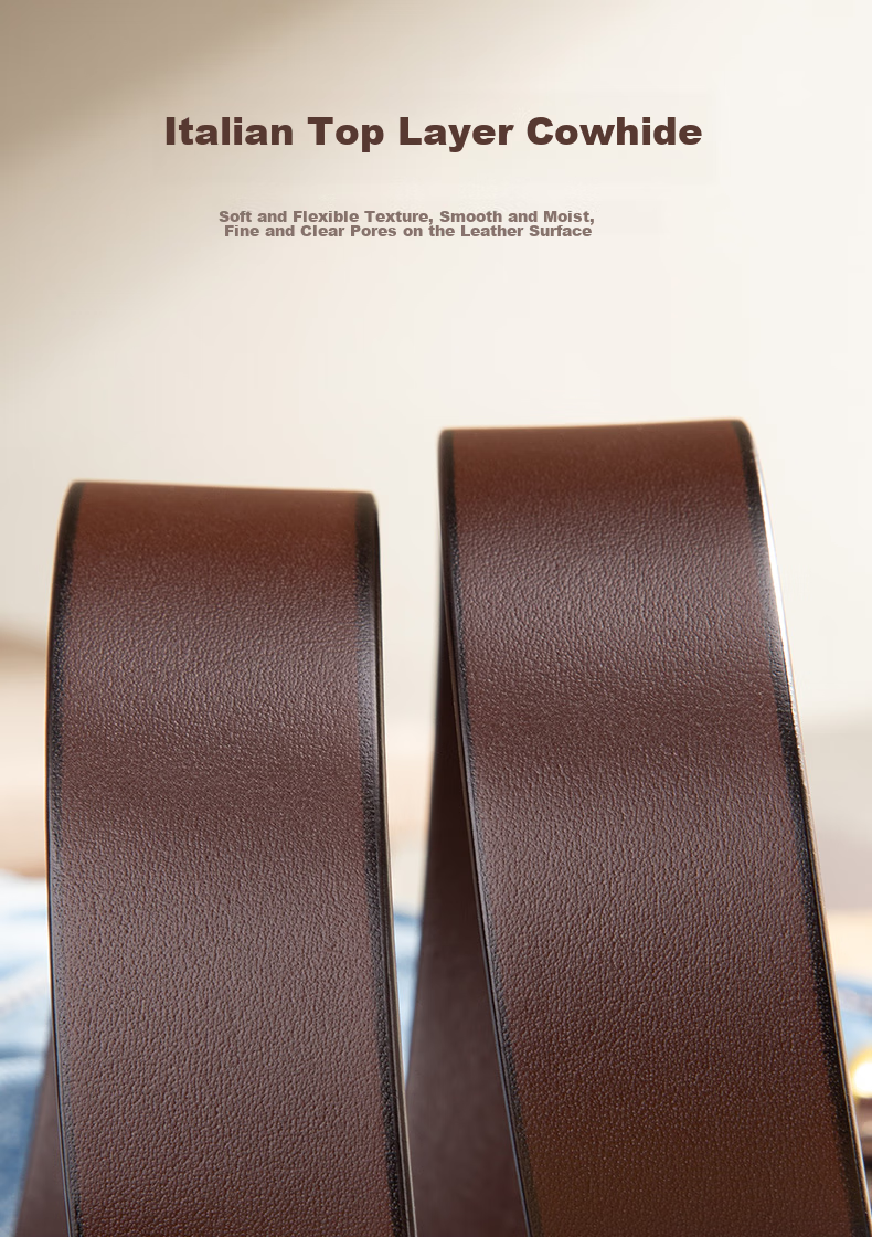 Cattlesboss Leather Belt for Men with Pin Buckle, Couple's Style Trouser Belt with Buckle, Casual Pants Belt 3129 Black 120cm 8