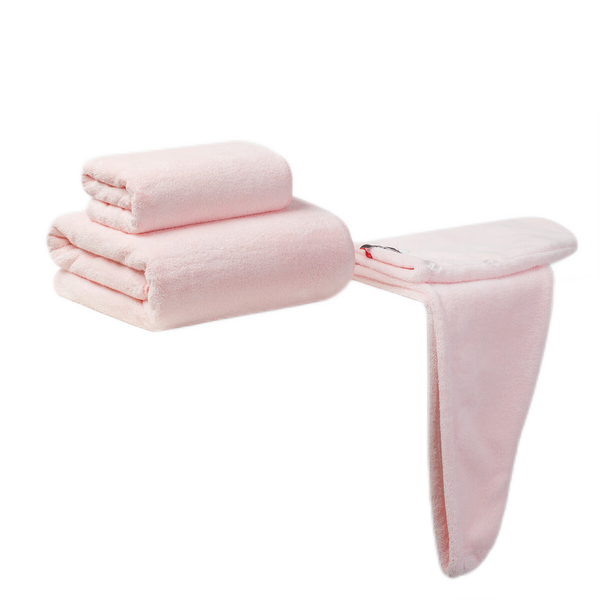 GGT Japanese Towel, Bath Towel, Hair Drying Cap Three-Piece Set for Men And Women, Adult Quick-Dry Shower Home Use Absorbent, Pink