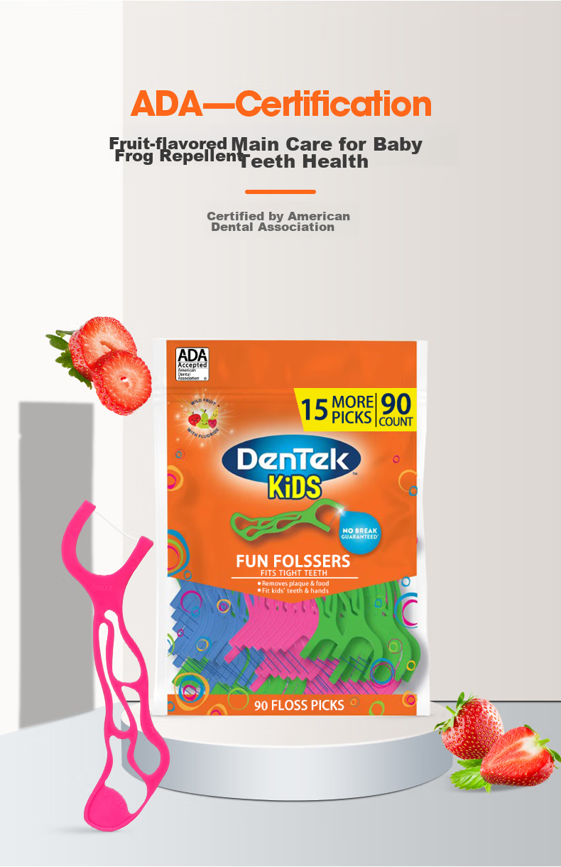 Detaike Children's Dental Floss Picks, 90 Count, Baby-Specific for Ages 3-6 Ultra-Thin Floss Picks with Fluoride, Fruit Flavor 2
