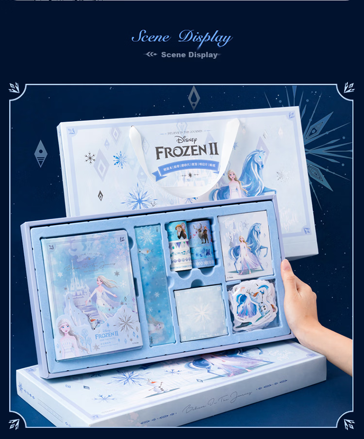 Disney Stationery Notebook, Journal, Gift Box, High-Quality Notebook, Children's Birthday Gift, Elsa Princess Light Blue, for Girls Aged 10-12 12