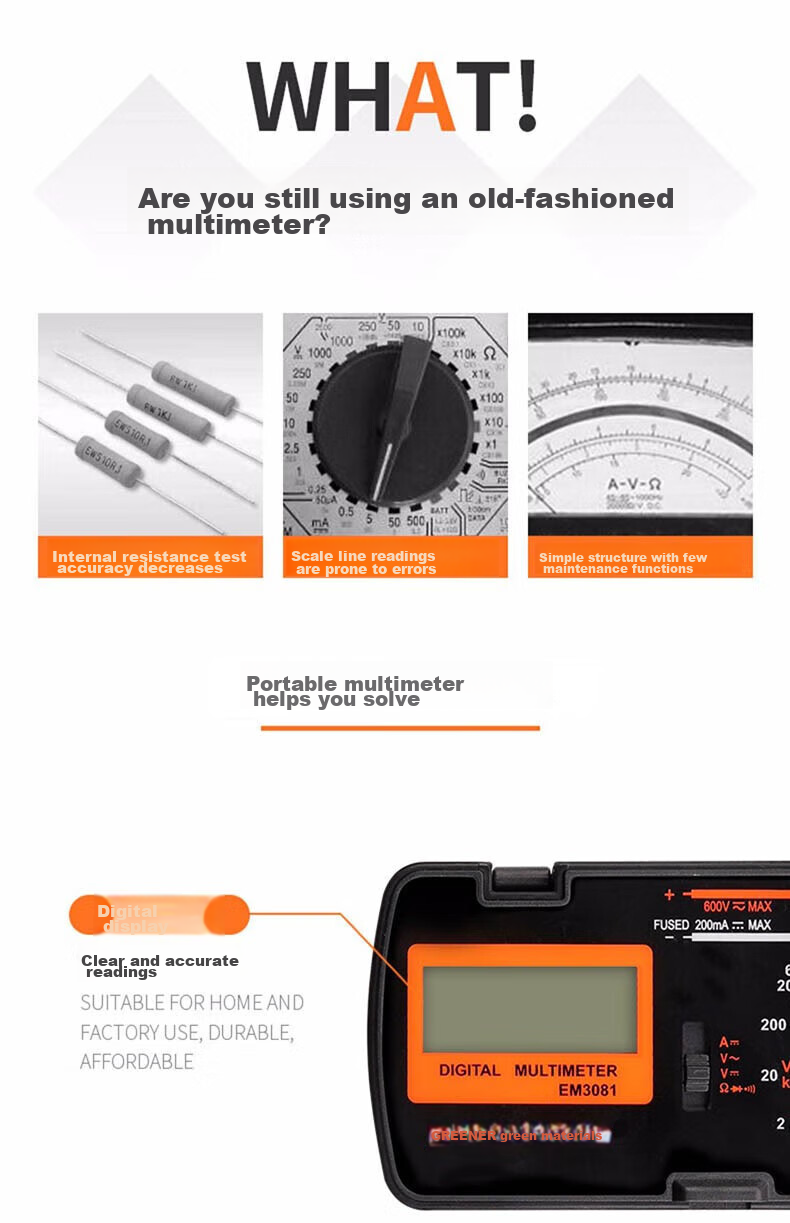GREENER Multimeter, Digital High-Precision Fully Automatic Intelligent Small Portable Mini Repair Electrician Meter Capacitance Meter 3