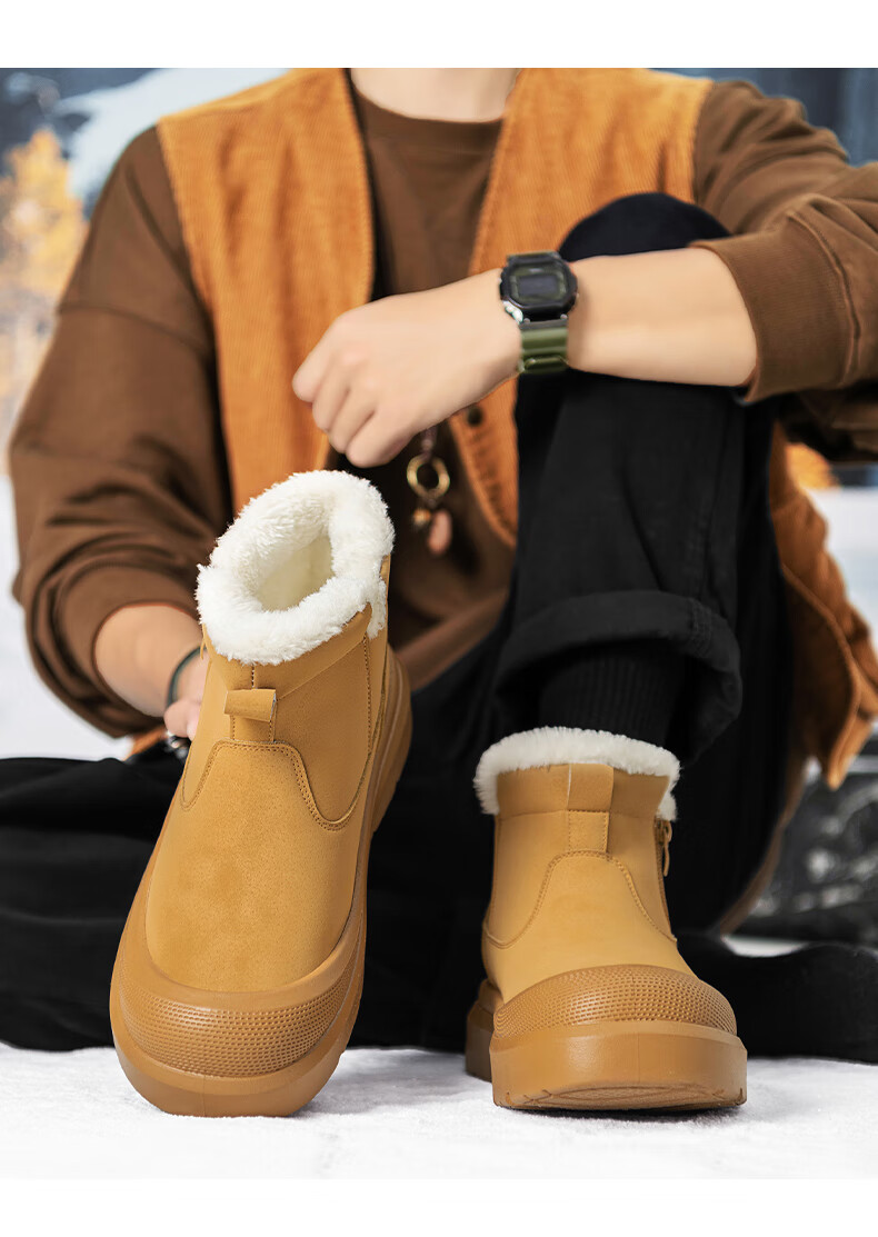 Warrior Men's Snow Boots 2025 Autumn Winter New Men's Cotton Shoes Fleece Lined Thickened Warm Casual Shoes Black 39 17