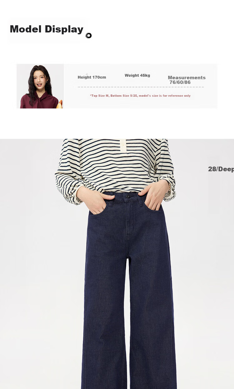 Giordano Original Color Jeans for Women, Heavyweight Micro-Stretch High-Waist Pants, Lazy Wide-Leg Jeans 05415686 10