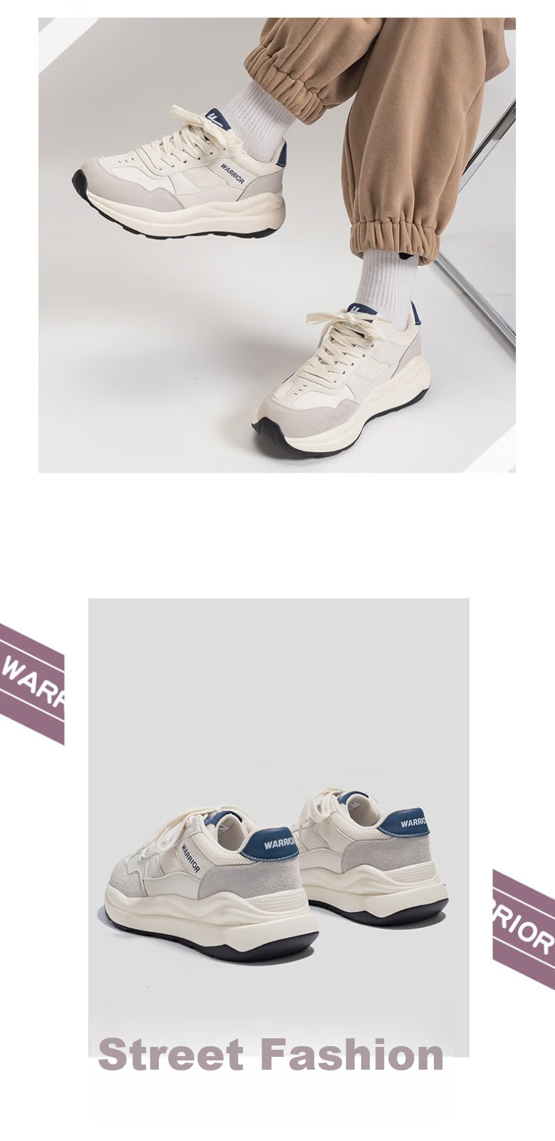 Huili Women's Sneakers, Thick-Soled Versatile Dad Shoes, Trendy Low-Top Casual Shoes for Women-0359 White-Gray 36 15