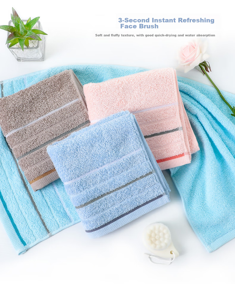 Grace Pure Cotton Couple Towels, Adult Soft Absorbent Terry Striped Face Towels for Men And Women, 10 Pieces, 80g/piece, Sports 5