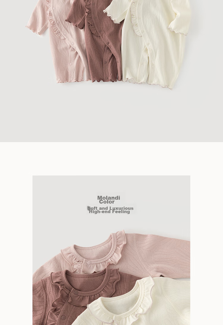 Guaiqixiong Infant Pure Cotton Onesie for Spring And Autumn, Long-Sleeve Seamless Romper for Baby Girls, Home Bodysuit, Crawling Suit, Base Layer, Spring Outfit, Pajamas 3