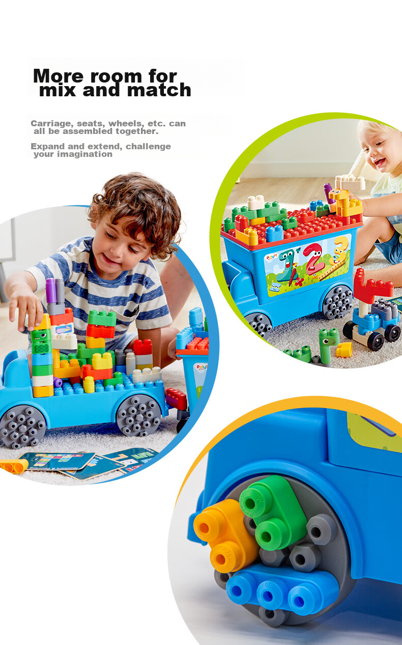 Hape Early Education Toy, Large Particles, Machine Washable Plastic Building Blocks, Fun Number Sorting Truck Set, 761802 4