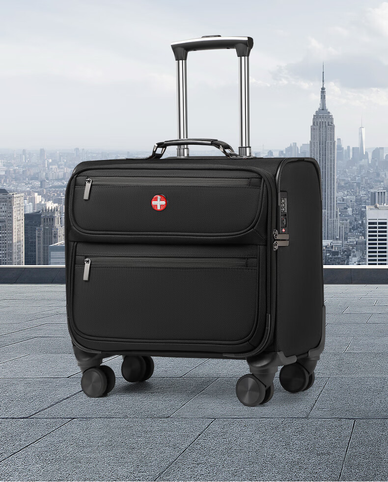 CROSSGEAR Swiss Military Knife Men's Short Trip Travel Trolley Suitcase, 16-Inch Password Business Trip Small Canvas Carry-On Luggage 2