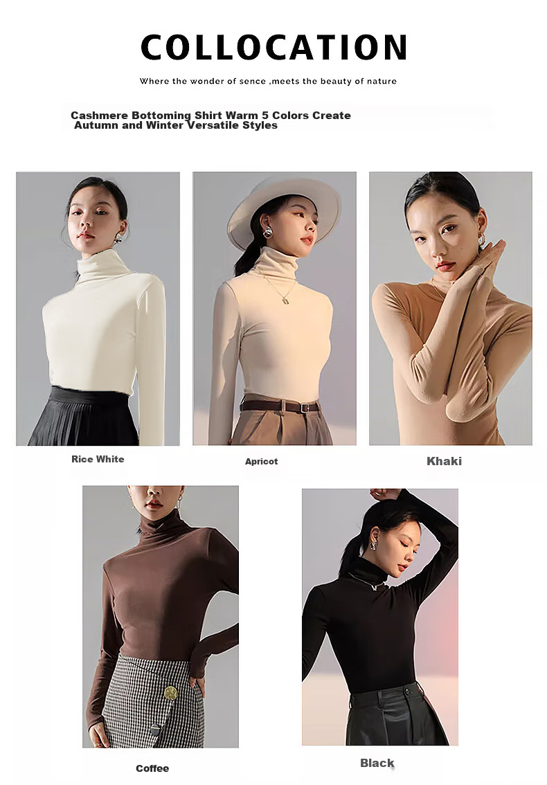 LangSha Turtleneck Base Layer for Women, Double-Sided German Velvet, Spring And Autumn Wearable, Inner Layer for Autumn, Long Sleeve, Turtleneck Top 6