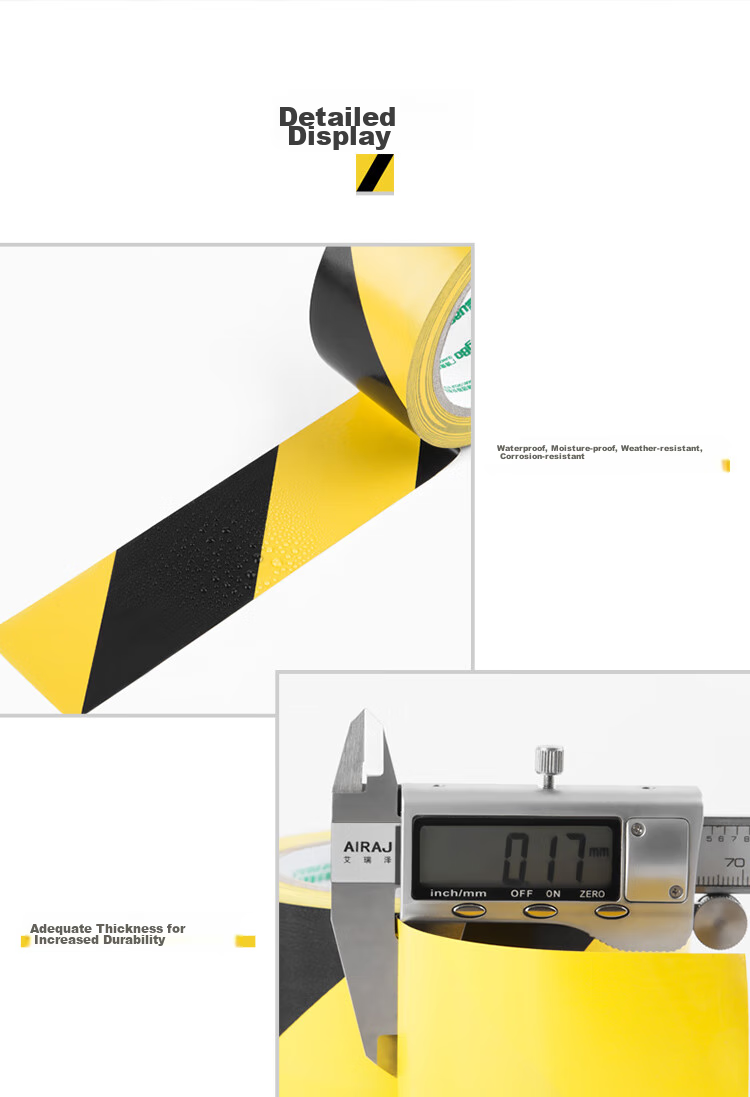 GuangBo 3-Roll Pack Black And Yellow Diagonal Warning Tape, 48mm*30m Single Roll, Waterproof Reflective Tape, Zebra Tape, Fire Isolation Tape, Caution Marking Line, Factory Warehouse Office S45251 8