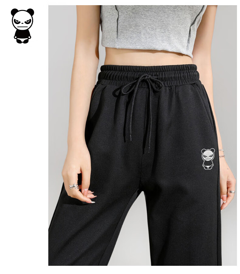 HIPANDA Hello Panda Women's Casual Summer Loose Fit Draped Jogger Knit Drawstring Sweatpants Black XL 7