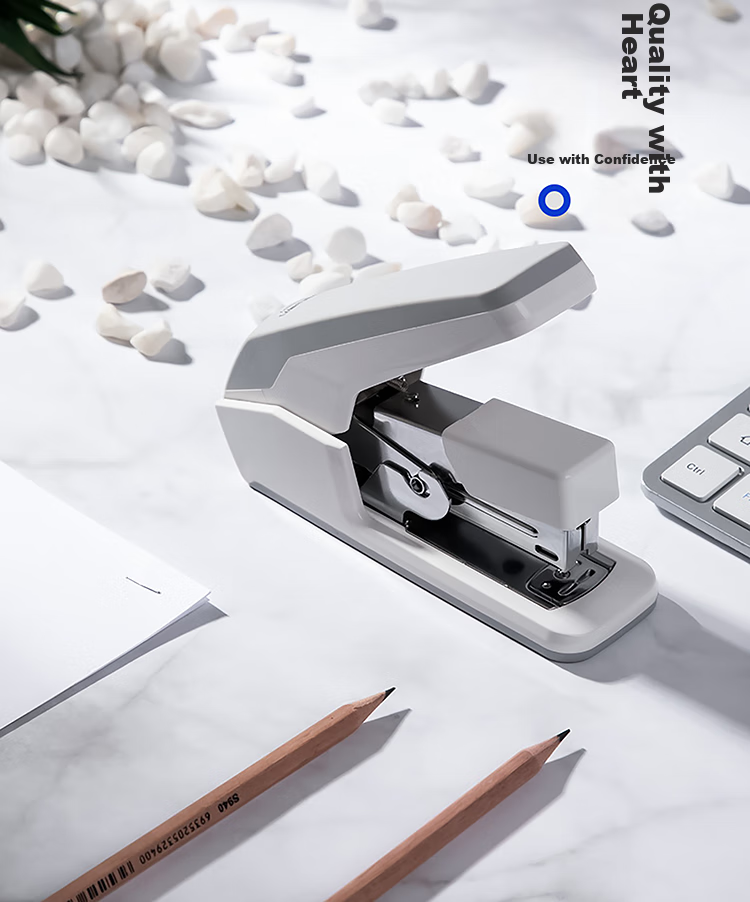 Deli Low-Force Stapler/Binders/Stapler, One-Touch Pressing, Compatible with #12 Staples, White 0477 (Staples Not Included) 5