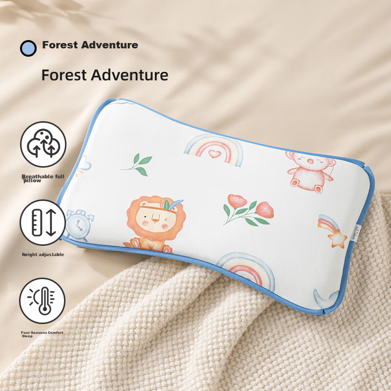 Beitaisi Cloud Pillow, Baby Pillow for 0-1 Year Olds, Sweat-Absorbing Breathable Gauze, Ten-Layer Pleated Fabric, Anti-Colic Pillowcase, Dreamy Jungle Patter