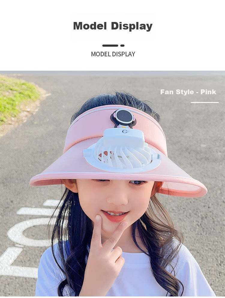 GLO-STORY Solar Fan Hat, Children's Sun Protection Cap, Outdoor Beach UV-Resistant Sun Hat 9