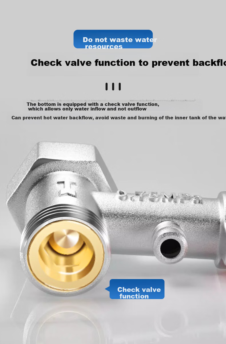 PURPAVWINNER Safety Pressure Relief Valve, Universal Accessory for Electric Water Heater, 1/2 Inch Water Pipe, All-Copper Thickened Pressure Reducing Valve, One-Way Check Valve, Non-Return Valve, Hot Water Heater Safety Valve 5