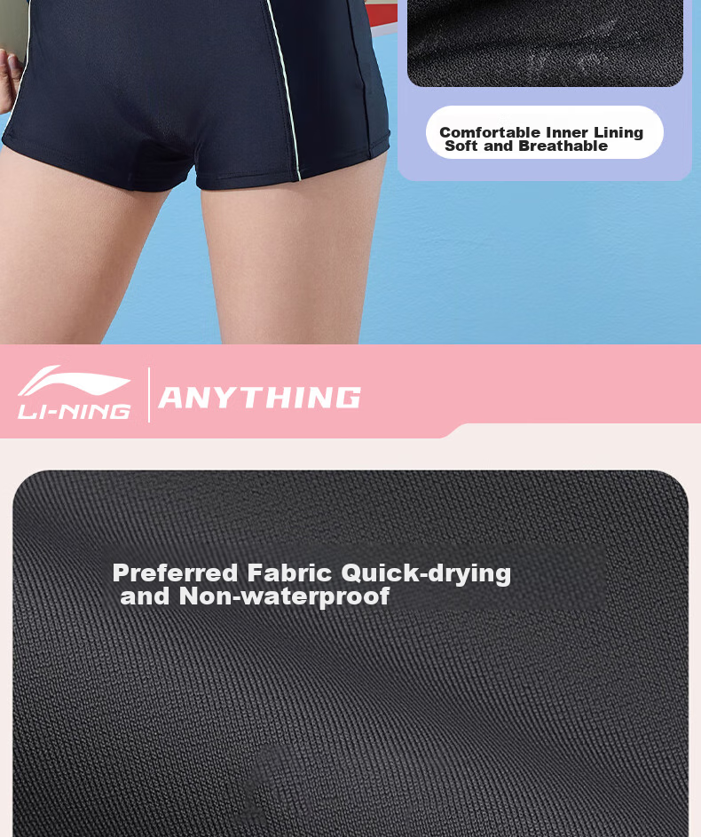 Li-Ning Women's Professional One-Piece Conservative Boyleg Swimsuit, Body-Shaping Waist-Cinching Casual Training Hot Spring Swimwear, 475 Black XXL 11