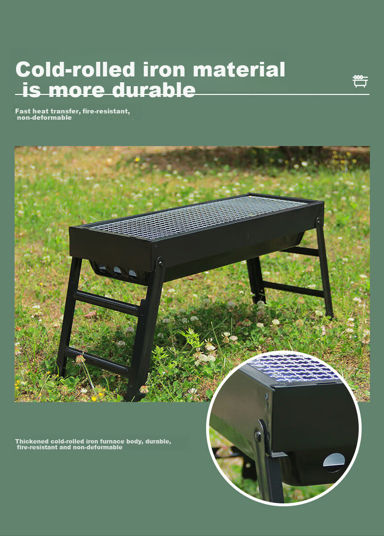 Lingdongli & Muhuo Mini Portable Charcoal Grill, Foldable Barbecue Rack for Home Use, Compact Charcoal Grilling Stove 3