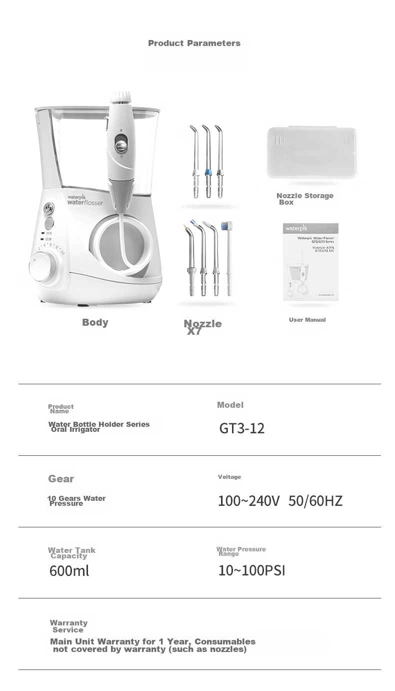 WaterPik [Medical-Grade Multi-Situation] Oral Irrigator Bottle Holder GT3 Jazz Black, Family-Use Water Flosser Dental Rinse Device for Preventing Tartar, Birthday Gift 18