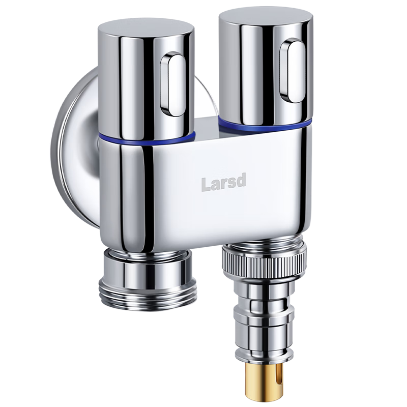 Larsd Angle Valve One-To Dual-Use Angle Valve, Triangular Valve, Eight-Shaped Valve, Washing Machine Faucet, One Inlet Two Outlets LD6017