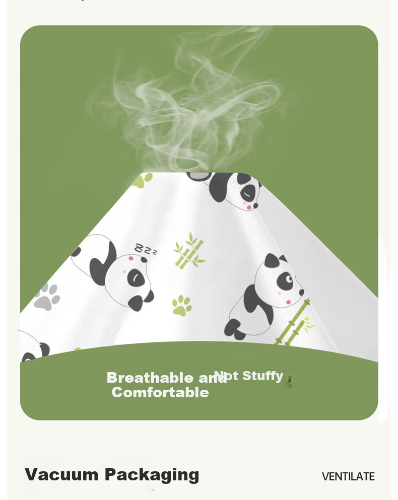 JAJALIN Disposable Four-Piece Set for Double Bed: Bed Sheet, Duvet Cover, Pillowcases, And Sleeping Bag Liner, Disposable Travel Essentials, Panda Design, 2-Piece Set 14