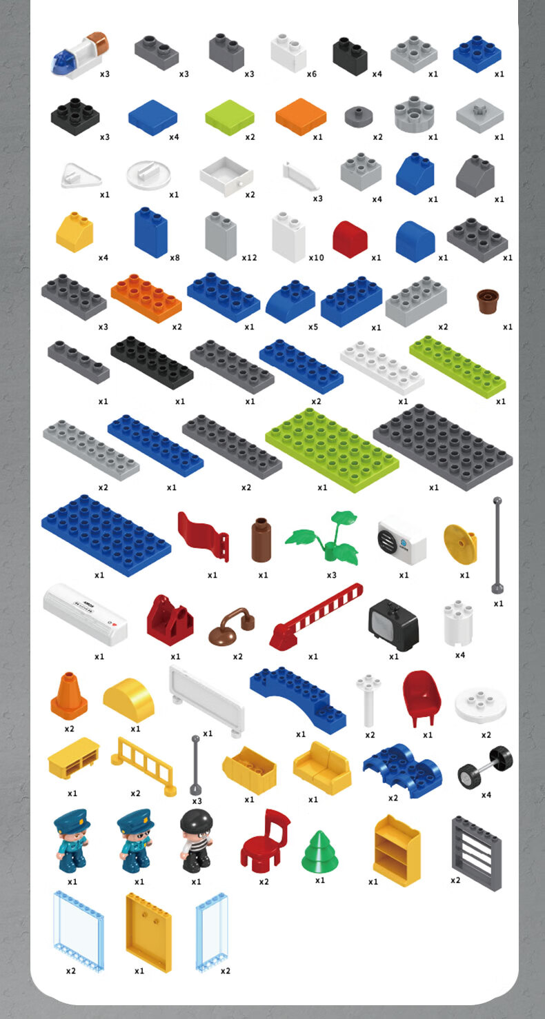 FEELO Compatible with LEGO Large Particle Building Blocks, Toy for Boys And Girls, Birthday Gift, Police Station Y42005 16