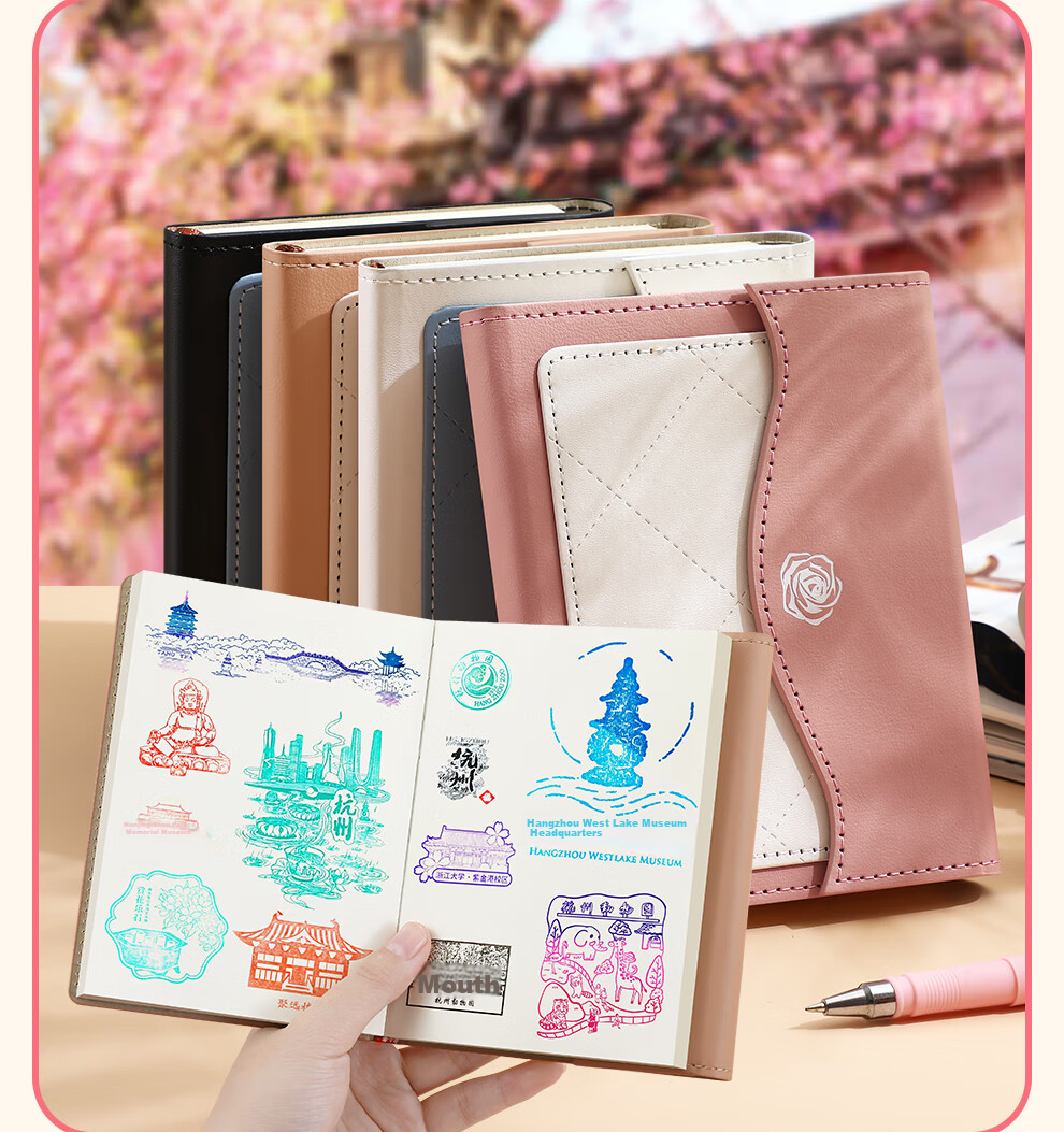 Faramon Travel Stamp Collection Notebook A5 Handbag Stamp Book Museum Collection Album Travel Record Blank Notebook Check-In Journal Scenic Spot Visit Book White 11