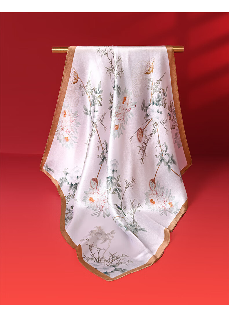 Hangsilu Silk Scarf, 14 Mm Wide, Comb Gift Box, Chinese Style Square Scarf, Mulberry Silk, High-End Birthday Gift, Mid-Autumn Festival Present for Mom 4