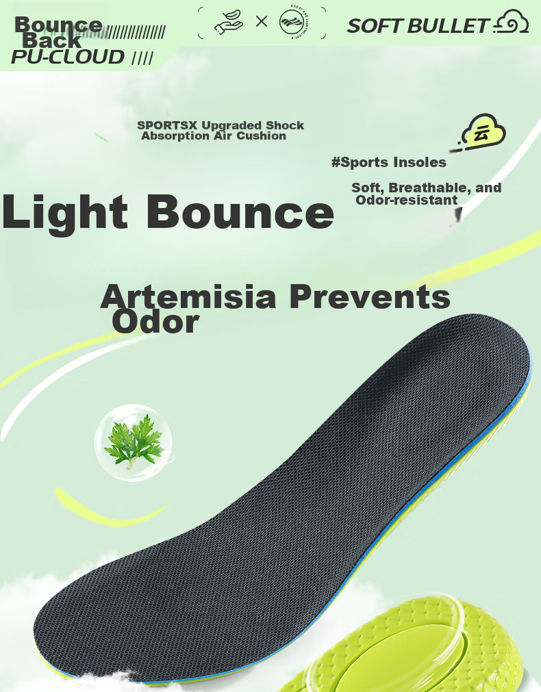 Bangnishijia 2 Pairs of Insoles for Men, Sweat-Absorbing, Odor-Resistant, Breathable, Antibacterial, Non-Stuffy, Shock-Absorbing, Comfortable, And Anti-Odor, Suitable for Both Men And Wome 1