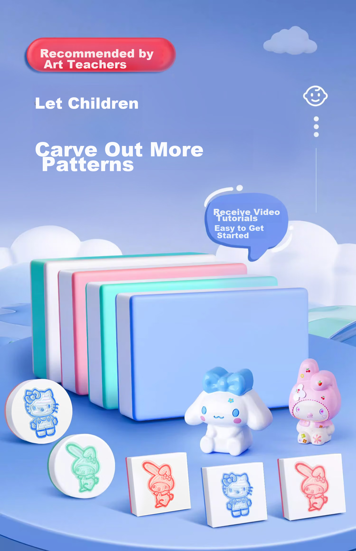Mingyu Doraemon Official, Three-Layer Sandwich Peel-Off Sticker Set, Children's Student Handmade Gift, Engraved Rubber Brick, 10-Piece Set, DIY Craft Material Kit, Stationery 1