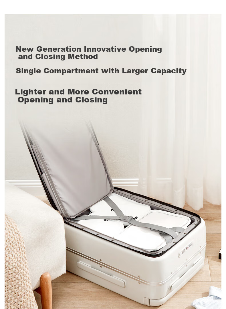 Mixi Front-Opening Luggage, Wide Handle Suitcase, Aluminum Frame Case, Men's 20-Inch Business Carry-On, Women's Password Lock Suitcase, Large Capacity 19