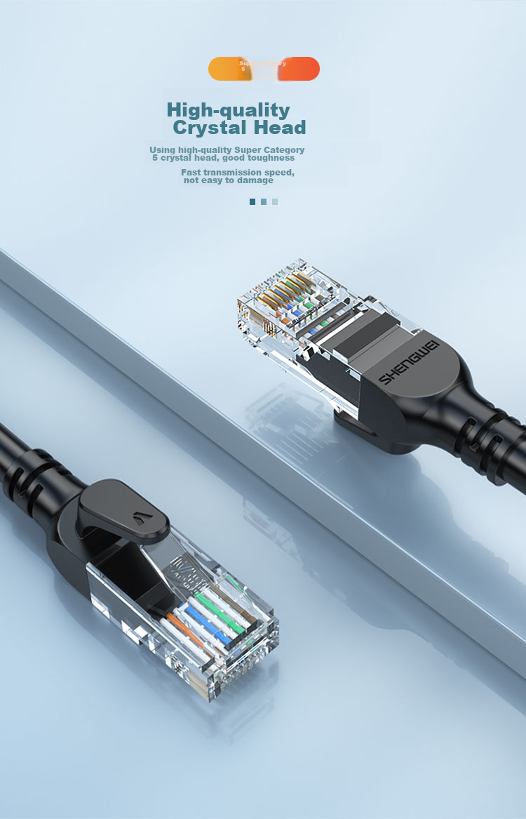 Shengwei Cat5e Ethernet Cable, 100Mbps Flame-Retardant Network Connection Cable, Cat5e Patch Cord, Computer Broadband Connection Cable, 5 Meters, WLC1005G 8