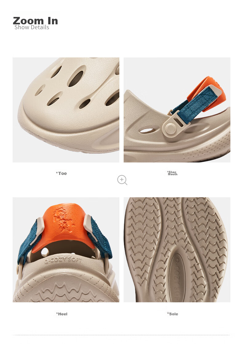 QIAODAN Breathable Cloud Hole Shoes, Men's Casual Beach Shoes, Outdoor Sandals 22