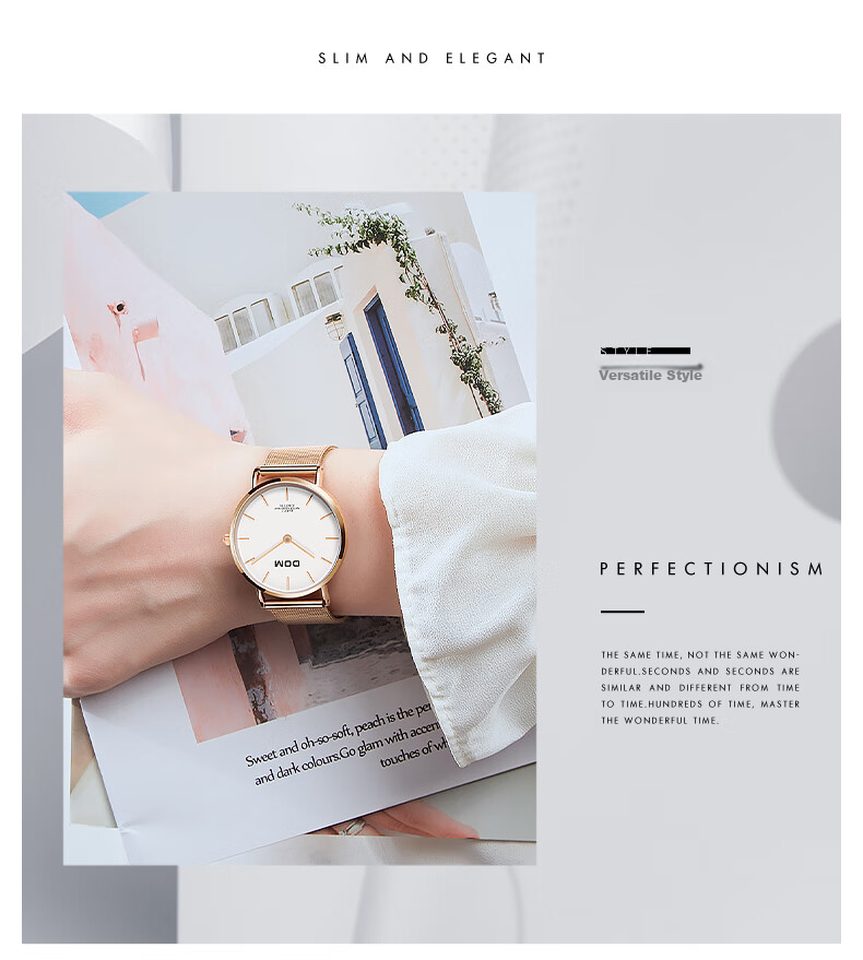 DOM Amani New Ultra-Thin Watch, Women's Fashionable Quartz Mechanical Style, Birthday Gift for Girlfriend 13
