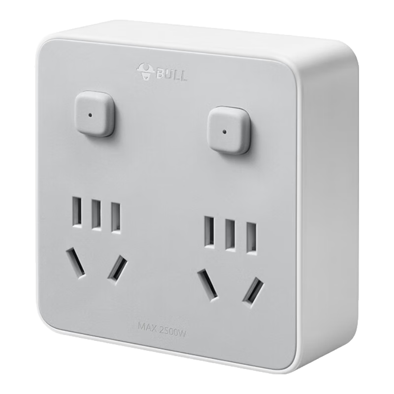 BULL 86-Type Sliding Movable Socket Extender, One-To/one-To Socket/adapter/power Strip, Suitable for Straight/angled Five-Hole Sockets, 4 Outlets with Individual Control, GN-93023S