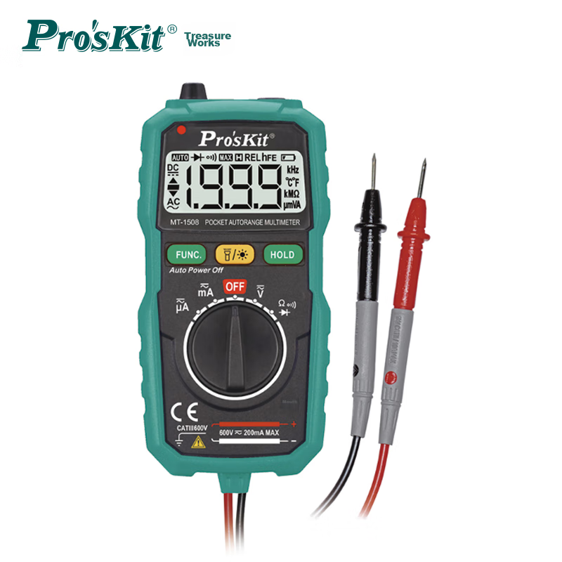 Pro'sKit MT-1510-C Card-Style Large Screen Smart Multimeter 3 5/6 Auto Range Digital Multimeter