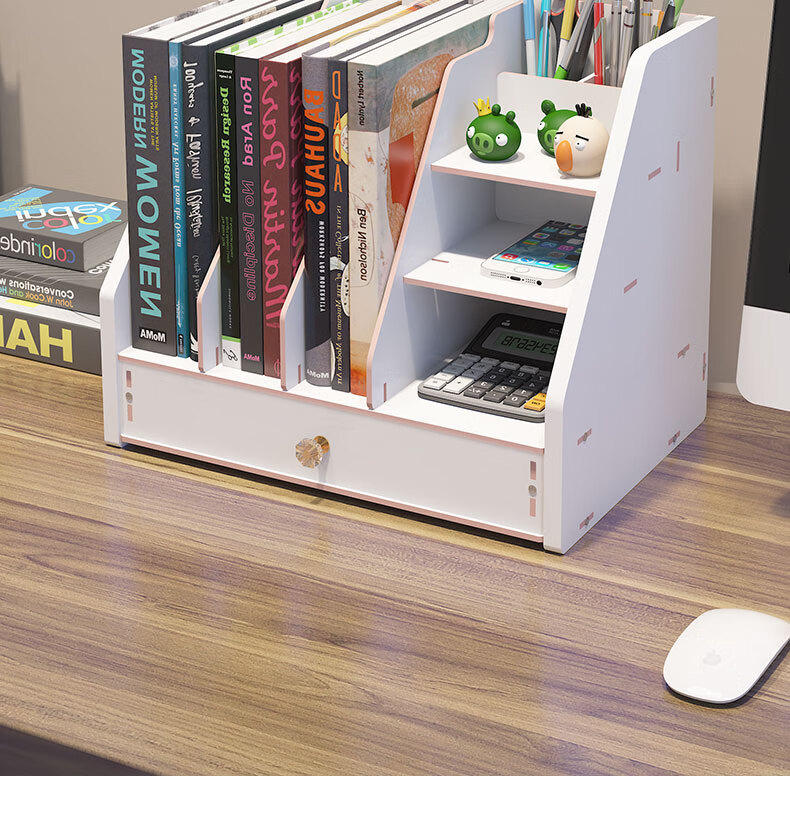 Shuranjia Drawer-Style Multi-Layer Office Desk Organizer with Lock, Cherry Wood Color 07-2 10
