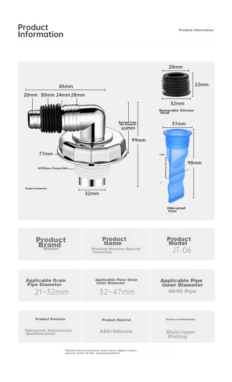 Muvi Washing Machine Drain Connector, Anti-Odor Tee Joint, Two-In Sink Drainage Pipe, Overflow Prevention Special Device 13