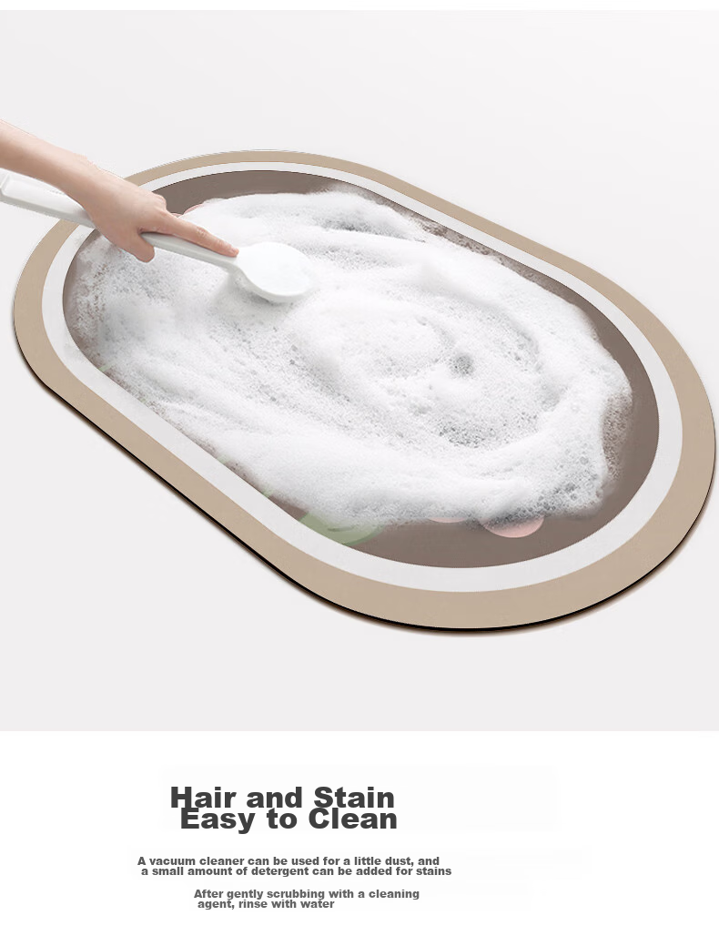 Qimian Bathroom Mat, Absorbent Non-Slip Foot Mat for Bathroom Entrance, Quick-Drying Anti-Slip Floor Mat for Restroom, Huamian Pattern, 50*80cm 9