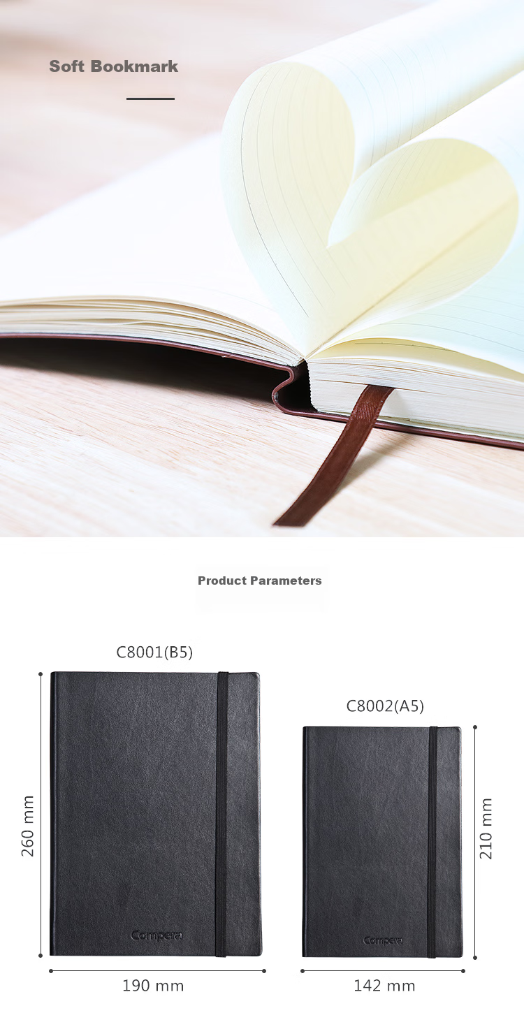 COMIX [Best-Selling Product] A5/154 Sheets Business Leather Notebook/journal/diary Compera Elite Series Brown Office Stationery C8002 11