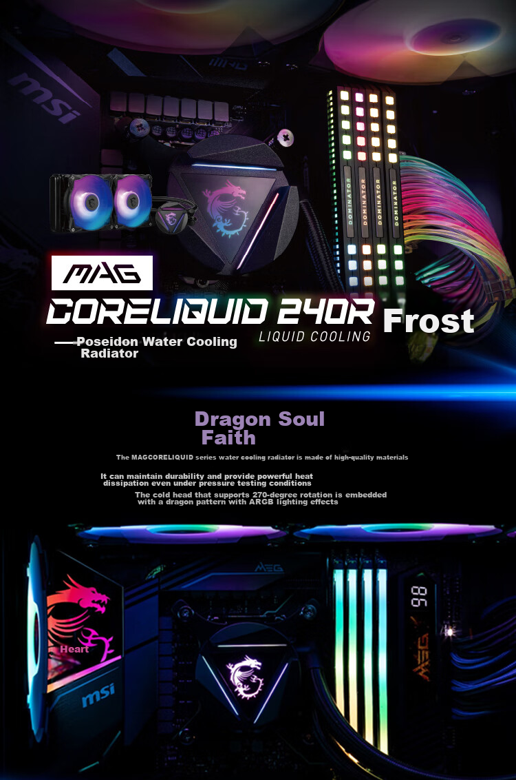 MSI MPG CORELIQUID P22 360 Liquid Cooler LCD Display Hardware Monitoring Supports 9800X3D 4
