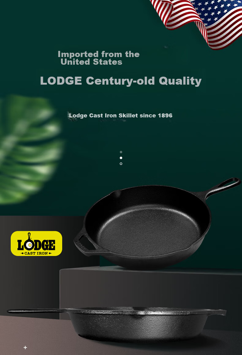 LODGE [Imported from USA] 30CM Steak Non-Stick Cast Iron Pan without Coating, Universal Frying Pan L10SK3 2