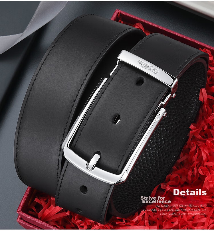 Goldlion Men's Pin Buckle Belt, Business Waistband Gift Box, Fashionable Trouser Belt, Birthday Gift 4