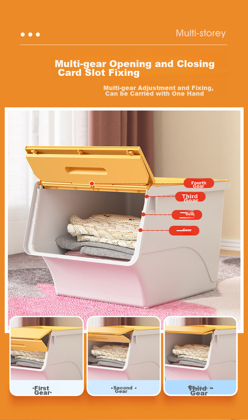 JEKO&JEKO Front-Opening Flip Lid Toy Storage Box, Children's Clothing Organizer, Snack Storage Container, 34L, Set of 3, Gree 9