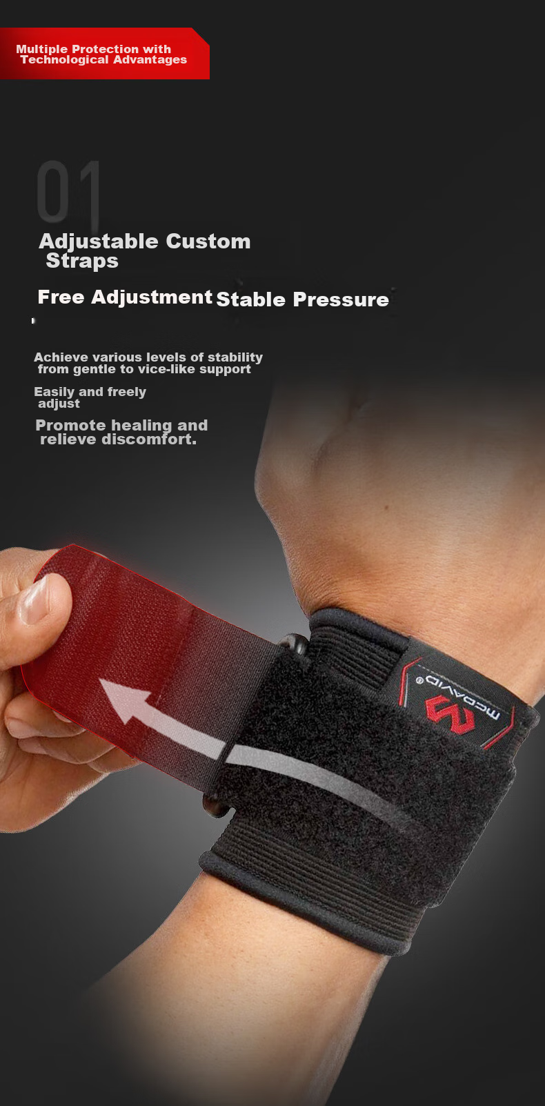 McDavid Tennis, Volleyball, Badminton Fitness Wrist Support Breathable Compression Band for Men And Women 513 Black L/XL 5